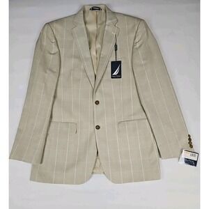New Nautica Harbor Suit Jacket Blazer Tan Glenplaid Check 44 Long Dlb Vent